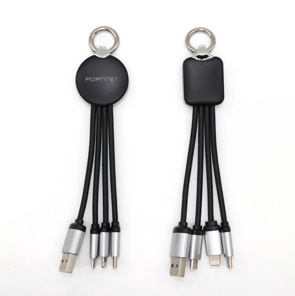 Keyring 3 in 1 Fast Charging USB Cable with Lighting Logo
