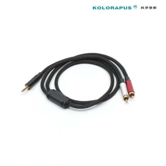Kolorapus 3,5 mm Aux para 2 fones de ouvido com cabo RCA Cabo de áudio 2RCA com fio