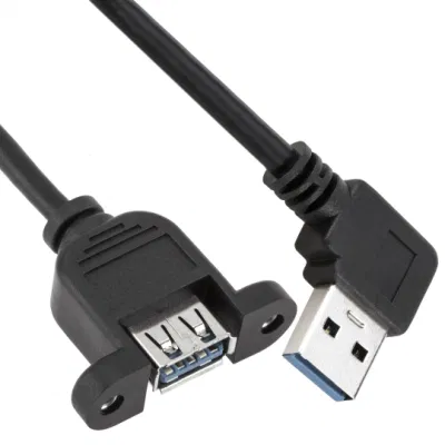 Cabo carregador de dados USB por atacado de fábrica, um macho em ângulo para uma fêmea para painel 5 Gbps 1 m